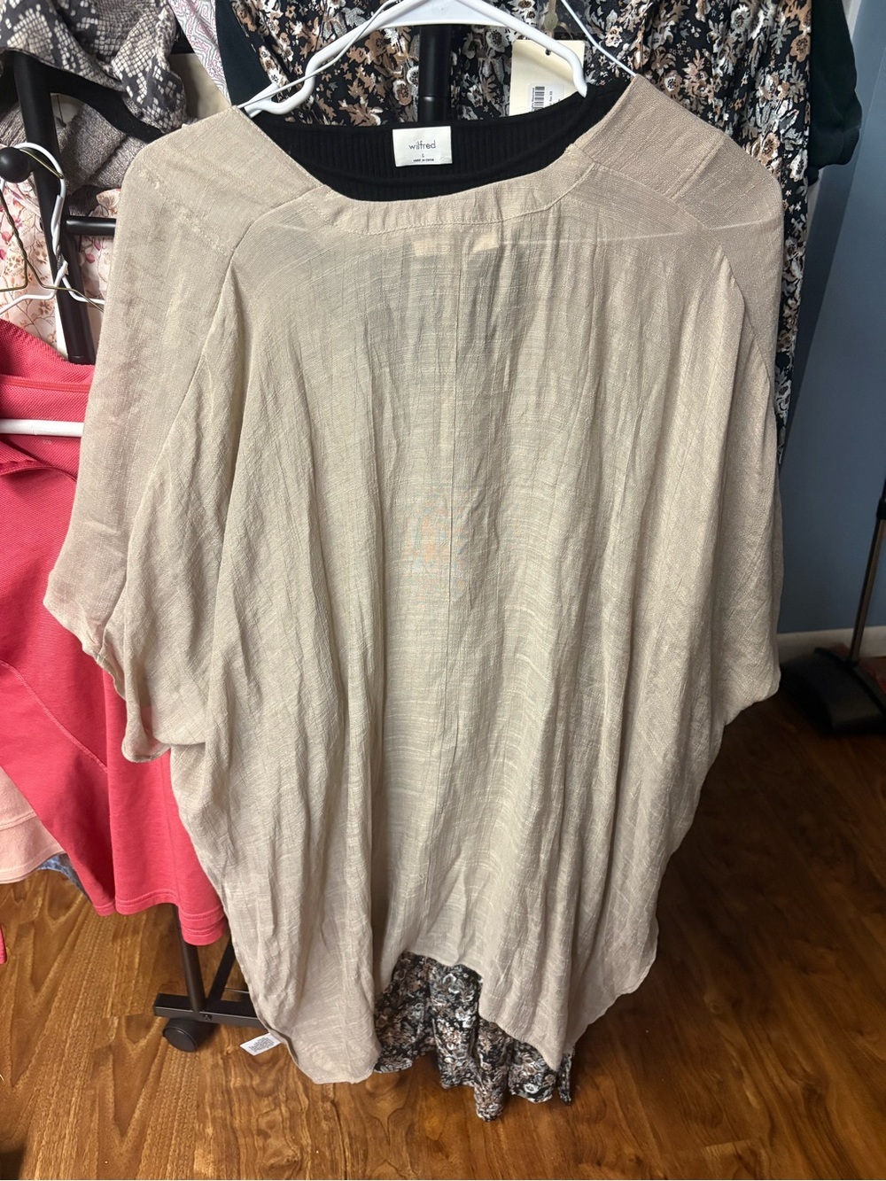 Umgee Neutral Taupe Layered V-Neck Tunic - Picture 3 of 4